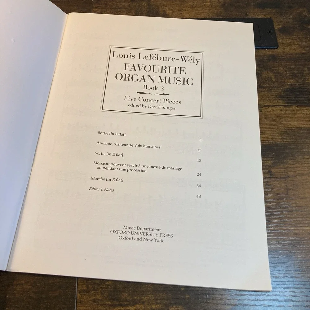 Lefebure Wely Favourite Organ Music Book 2 Oxford Sanger‎ Five Concert Pieces